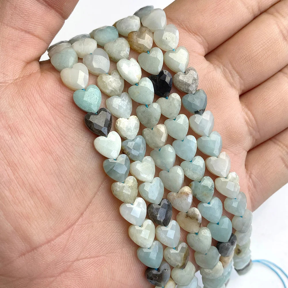 8MM Heart Love Shape Stone Bead Natural Faceted Amethyst Tiger Eye Loose Spacer Beads For DIY Bracelet Neckalce Earring Supplies