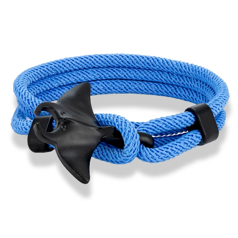 MKENDN Ocean Style Manta Ray Multilayer Rope Bracelet Charms Men Women Beach Wristband Adjustable Jewelry Homme