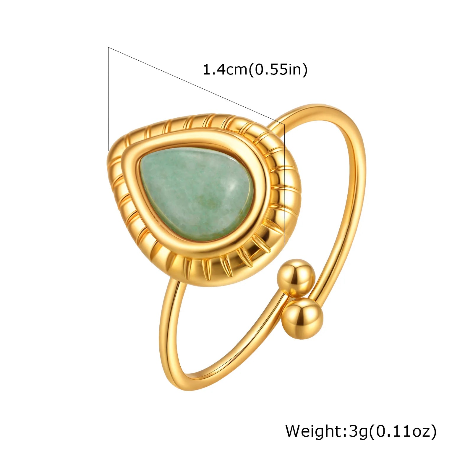 Vnox Elegant Natural Stone Stainless Steel Rings Fashion Colored Pearl Opal Turquoise Rings For Women Retro Waterproof Jewelry
