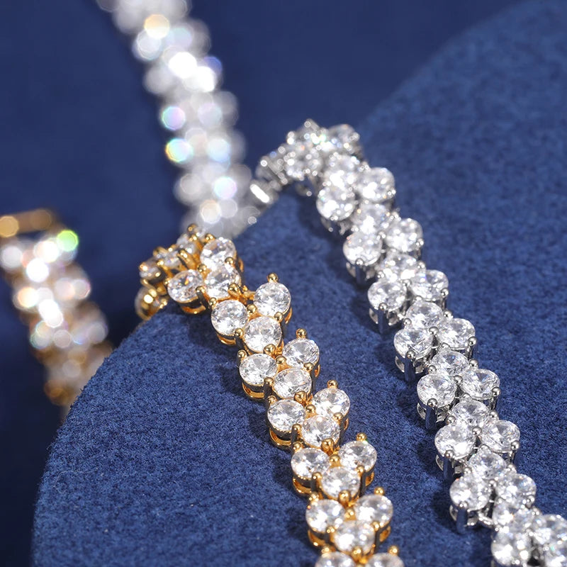 New Hip Hop Full Bracelet Moissanite Tennis Chain For Women 925 Bracelet Unisex Moissanite Chain Christmas Gift