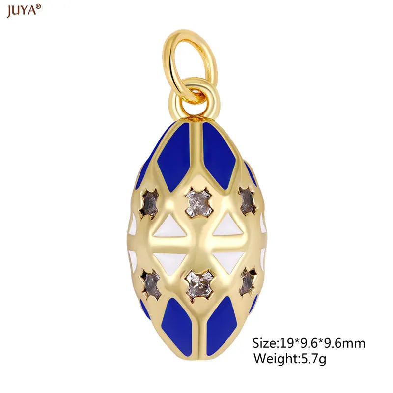 JUYA New 3D Water Drop Pendant Bohemia Type CZ Enamel Charm For DIY Women Necklaces Jewelry Making Accessories