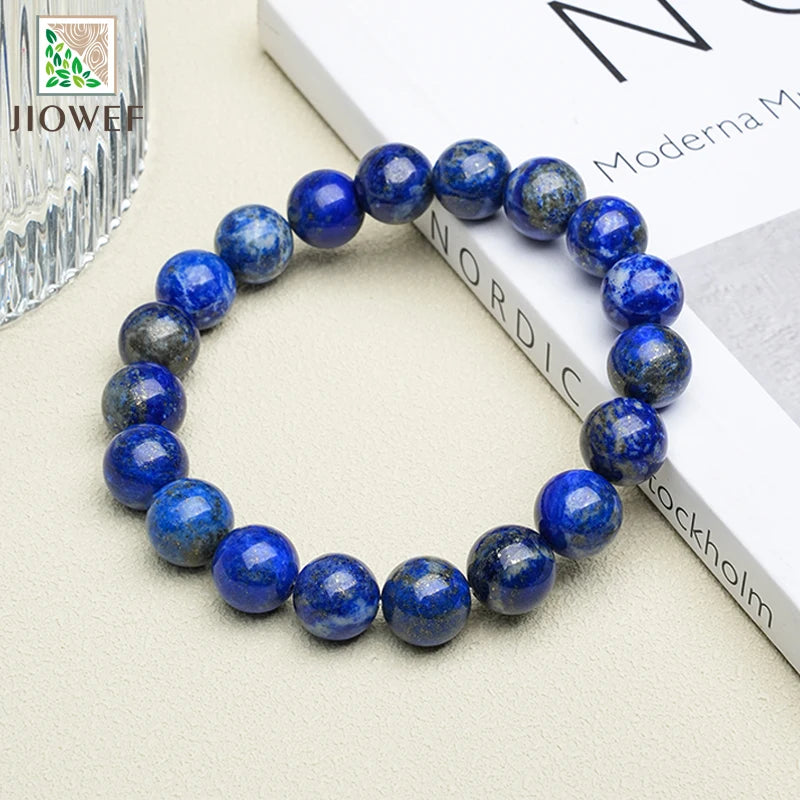 Natural No Dyed Lapis Lazuli Stone Bracelets Handmade Beads Depression Anti Anxiety Stress Relief Meditation Yoga Gift for Women
