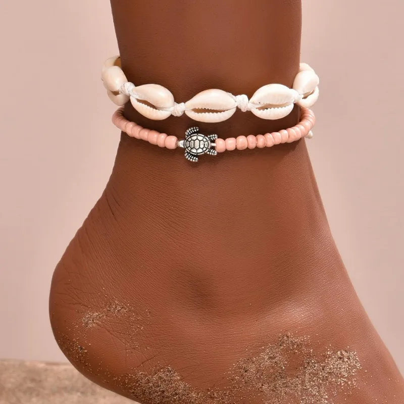 Boho Starfish Conch Shell Beads Anklet Bracelet On The Leg Pineapple Flower Anklets Barefoot For Women Leg Chain Beach Jewelry - Madeinsea©