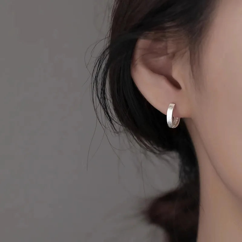 925 Sterling Silver Vintage Shinning Round Earrings For Women Trendy Earring Jewelry Prevent Allergy Party Accessories Gift