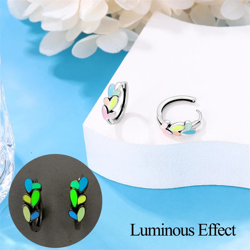 Earrings 925 Silver Colorful Cute Cat Claw Heart Shaped Rhomboid Luminous Dopamine Earrings For Women Fashion Party Jewelry Gift