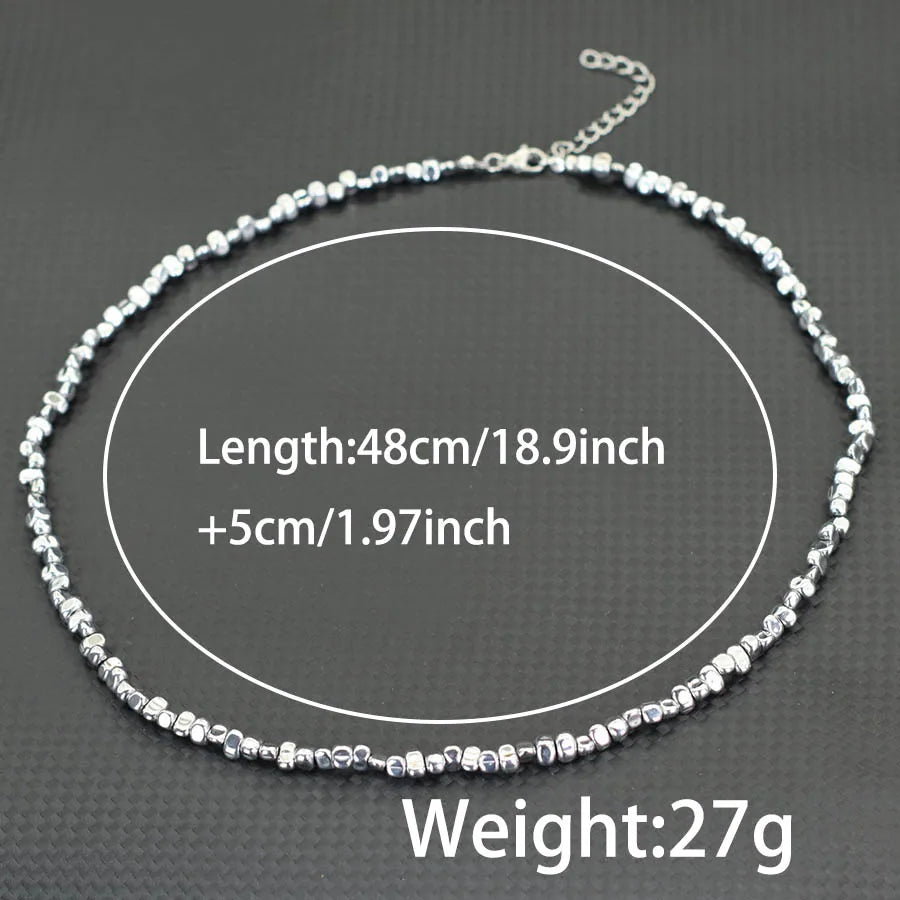 Noter New Grade A Irregular Hematite Stone Bracelet Men 19 Inches Choker Collar Locomotive Cool Riding Neck Accessories Jewelry