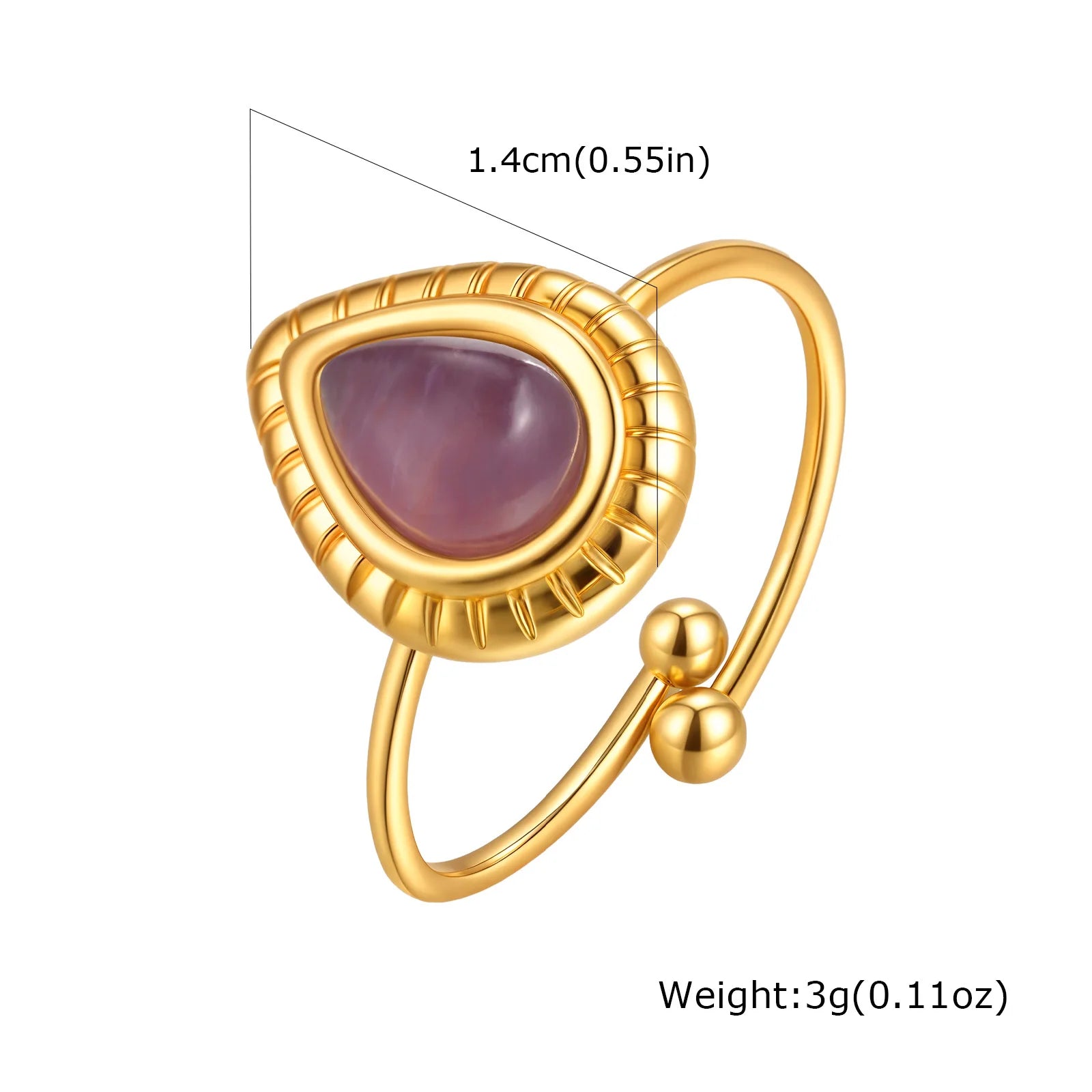 Vnox Dainty Water Droplets Opal Rings For Women Stainless Steel Colored Stone Aesthetic Open Rings Waterproof Finger Jewelry