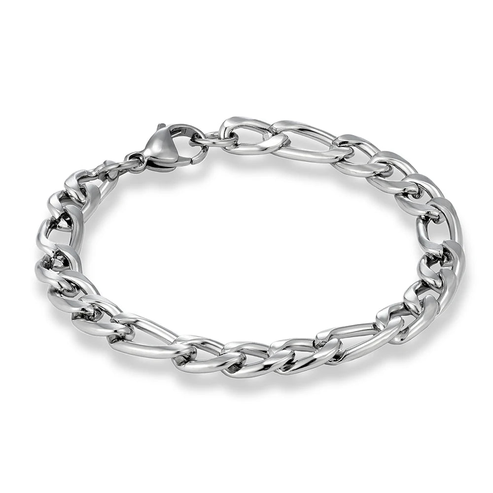 MKENDN Basic Punk Figaro Kettenarmband für Damen und Herren, 4/6/8 mm Edelstahl, silber-goldfarben, Geschenkidee