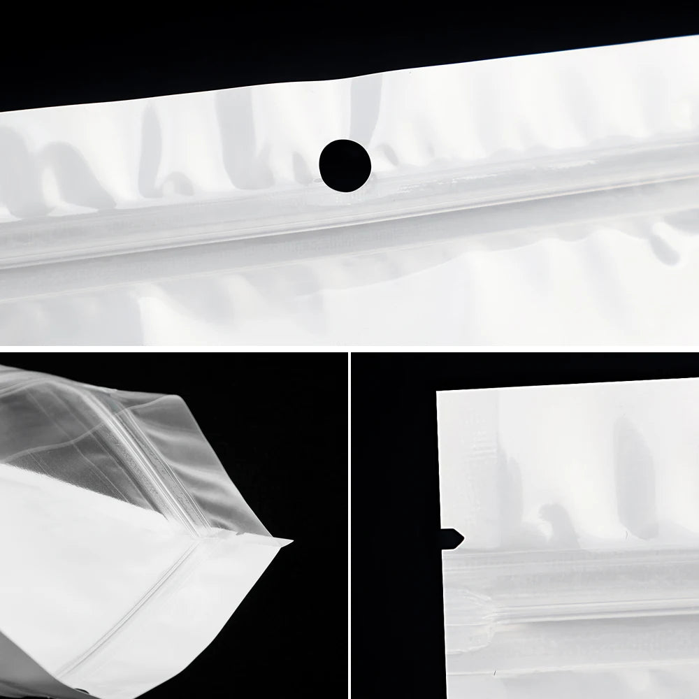 100pcs White Dustproof Sealing Sachet Bag,Phone Case Accessories Jewelry Packing,1 Side Transparent Ziplock Bags