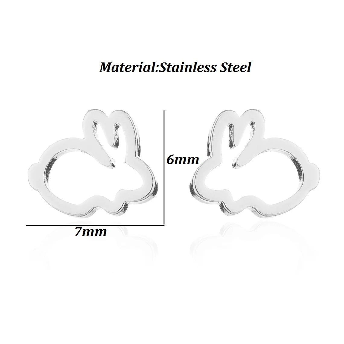 HIPPOP Street Rock Stud Earring Piercings Fashion Stainless Steel Cute Animal Rabbit Earstuds Earrings for Men and Women Gift