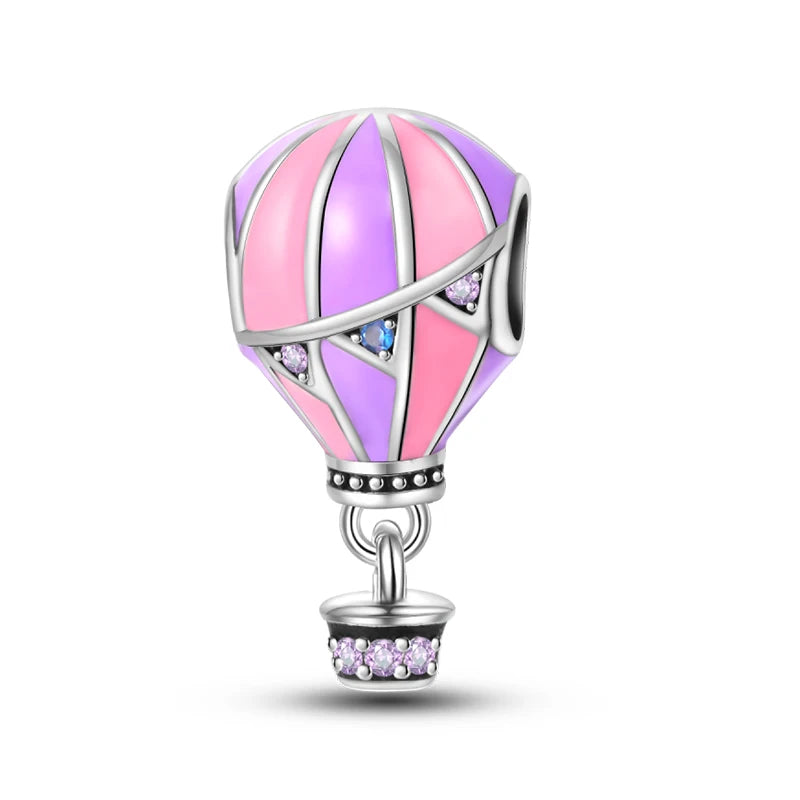 Romantic 925 Silver Couple Colourful Heart Shaped Hot Balloon Charms Beads Fit 3mm 925 Original Bracelets DIY Jewelry Gifts