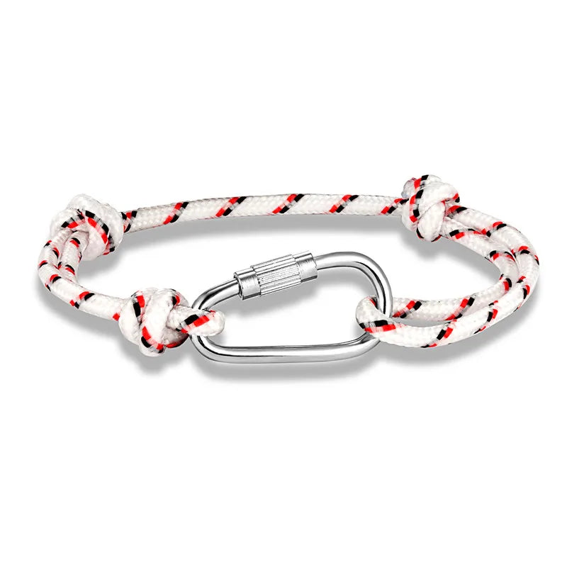MKENDN High Quality Men Paracord Rope Survival Bracelet Women Adjustable Waterproof Surfer Rope Carabiner Shackle Jewelry