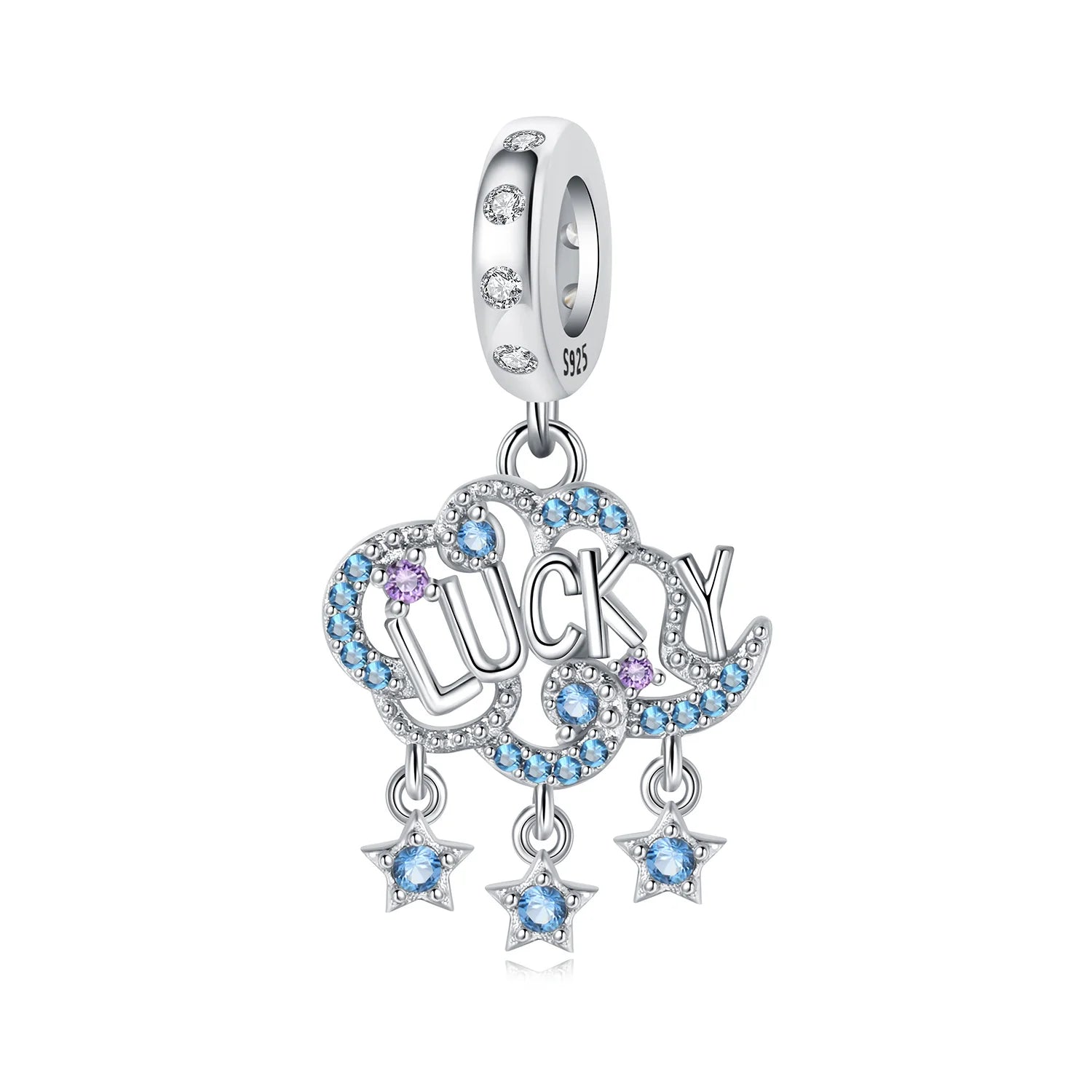 PANPOKI 925 Sterling Silver Sparkling Wings Lucky Symbol Pendants Bracelet Charms Fit Women Jewelry Party Beads DIY Trendy Gift