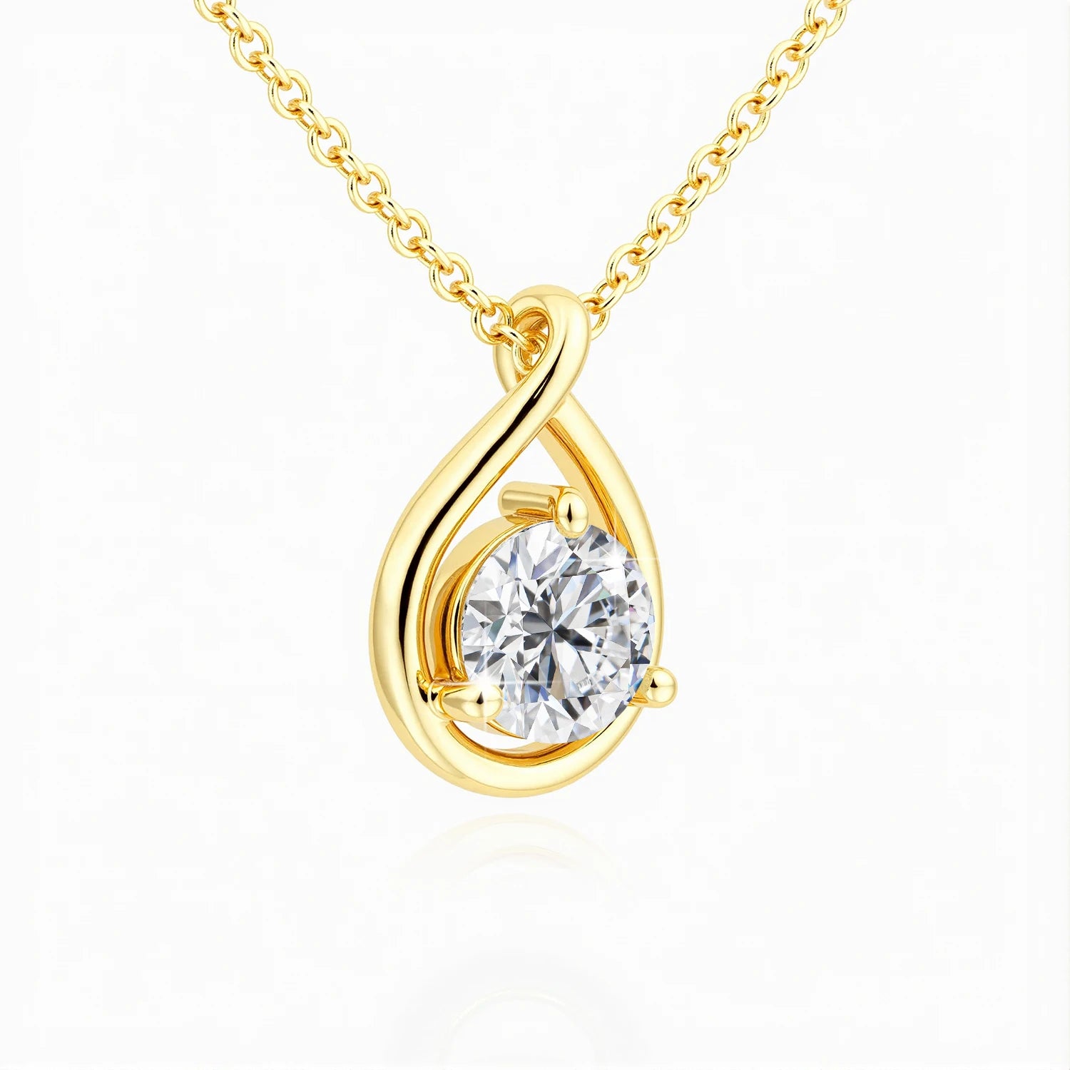 14K Gold Pear Silhouette Moissanite Necklace Solitaire Diamond Pendant with Certificate Neckchain for Women Minimalistic Jewelry