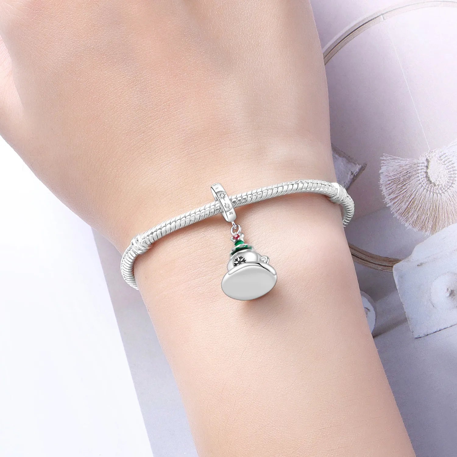 PANPOKI 925 Sterling Silver Christmas Tree Coffee Pendants Bracelet Charms Fit Women Jewelry Party Beads DIY Trendy Gifts