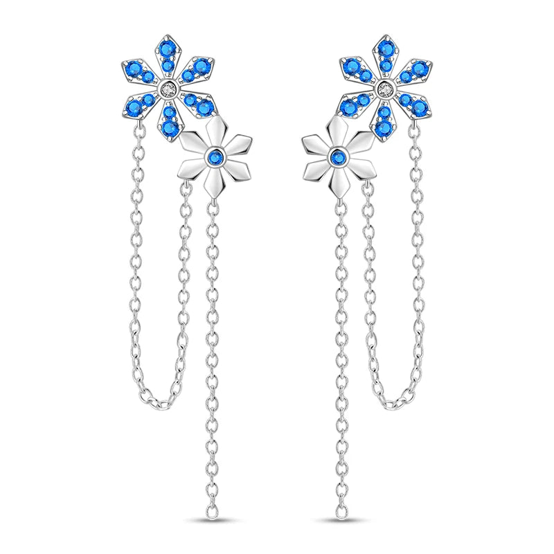 Winter Earrings 925 Silver Star Shining Romantic Snowflake Stud Earrings For Women Engagement Birthday Proluxy Fine Jewelry Gift