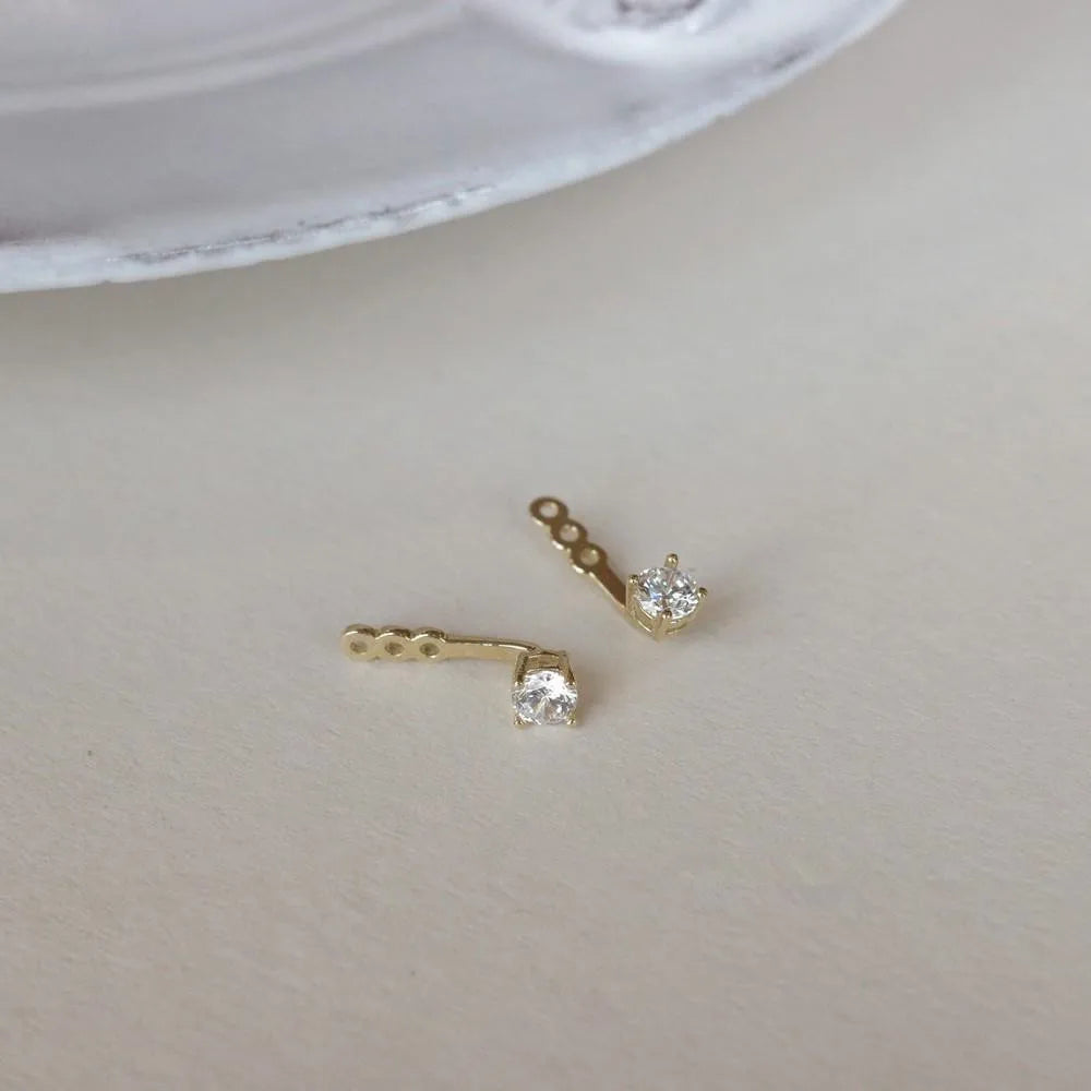 Simple Mini Zircon Back Hanging Earrings 925 Sterling Silver Plated 14k Gold Exquisite Jewelry for Women