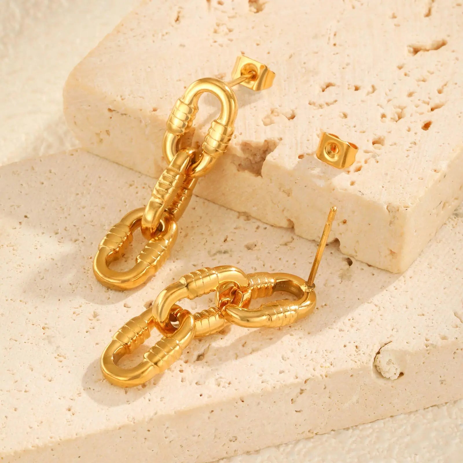 Boucles d'oreilles pendantes à pompon géométriques tendance en forme de U de Vnox, créoles ajourées en acier inoxydable pour femmes, bijoux tendance