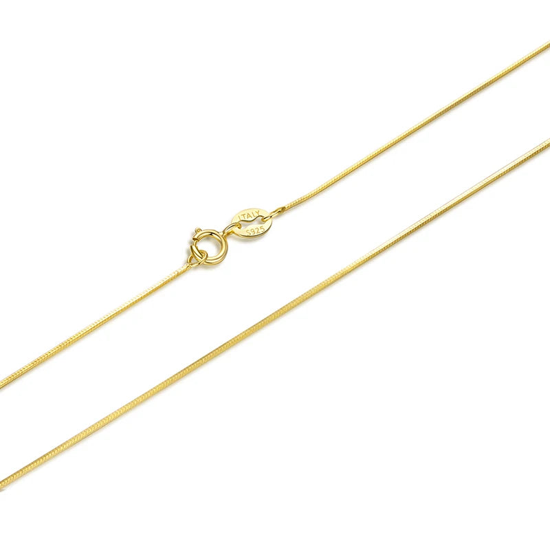 WOSTU  925 Sterling Silver 18K Gold Chain Necklace for Women Girls, 1.2mm Side Chain Super Thin & Strong Necklace Chain