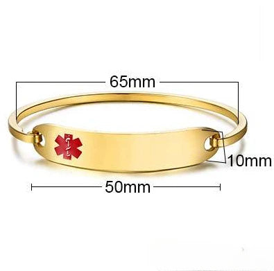 New Fashion Stainless Steel Medical Alert ID Bangle Bracelet for Men Women