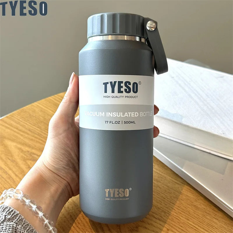 TYESO Insulated Water Bottle Stainless Steel Sport Cup with Handle Portable Travel Mug for Men Women 6-12 Hours Thermal Cold Hot