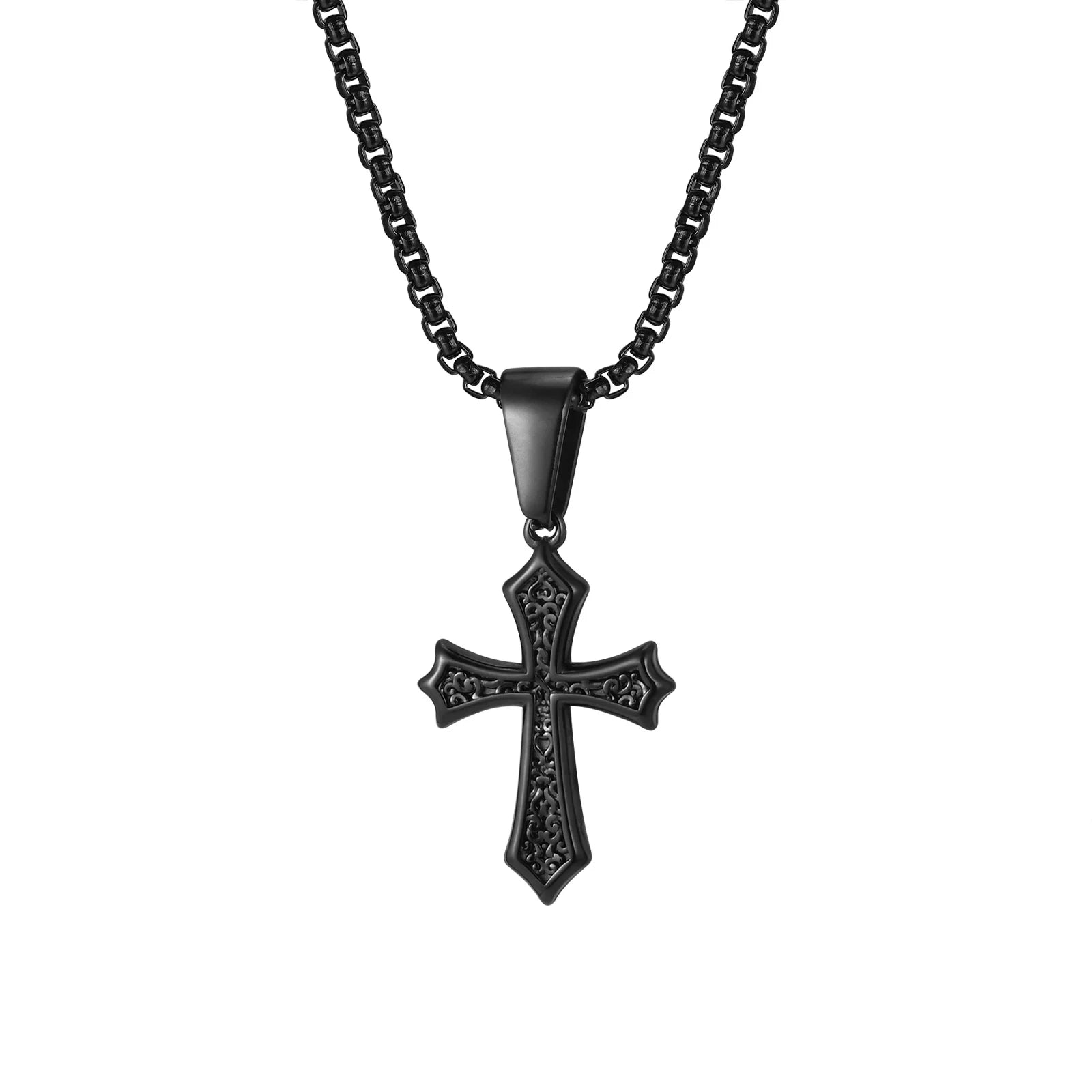 Vnox Small Stainless Steel Cross Necklaces, Retro Personality Pendant Accessories, Religion Faith Jewelry Gift