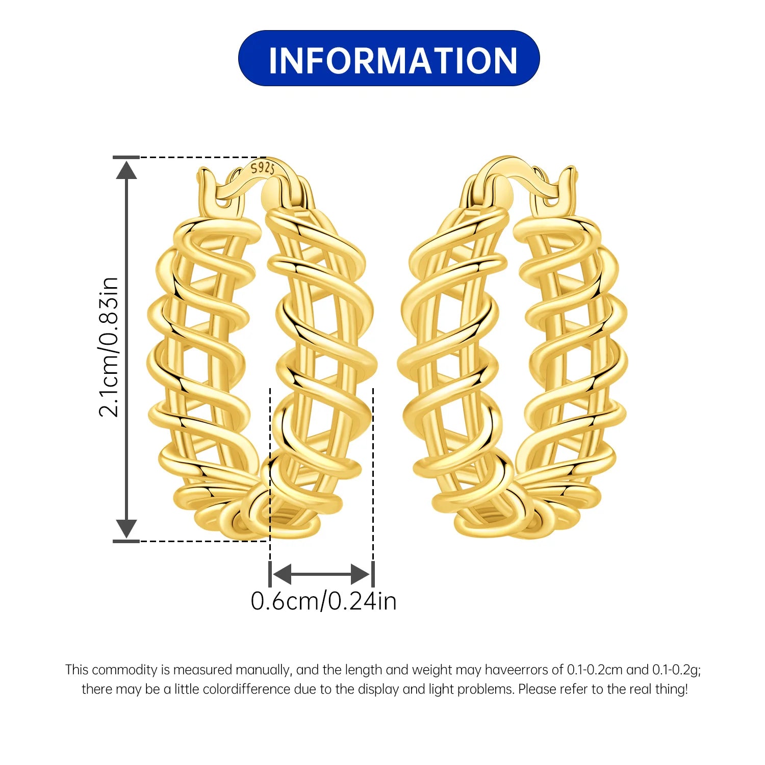 PANPOKI S925 Sterling Silver Golden Simple Hollow out Earrings Hoop Earrings For Women Jewelry Original Party Trendy Gifts