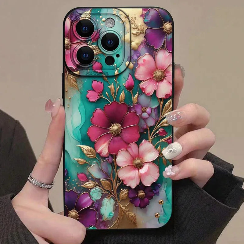 Vintage Floral Pattern Soft TPU Phone Case for Xiaomi 15 13 12 11 Lite 5G 14 14T 13T 12T Poco X7 F6 F5 X6 X5 X3 M6 Pro 4G Cover