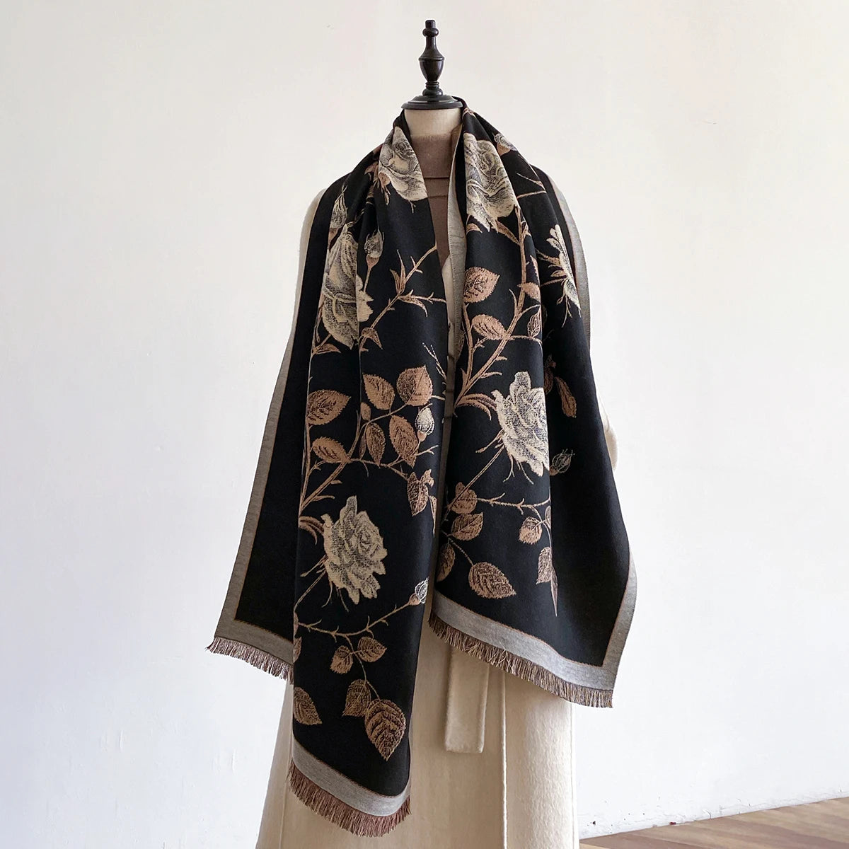 Ladies' Latest Design Winter High Quality Two-Sided Jacquard Imitation Cashmere Scarves Women Thicken Wrap Shawl Pashmina Scarf