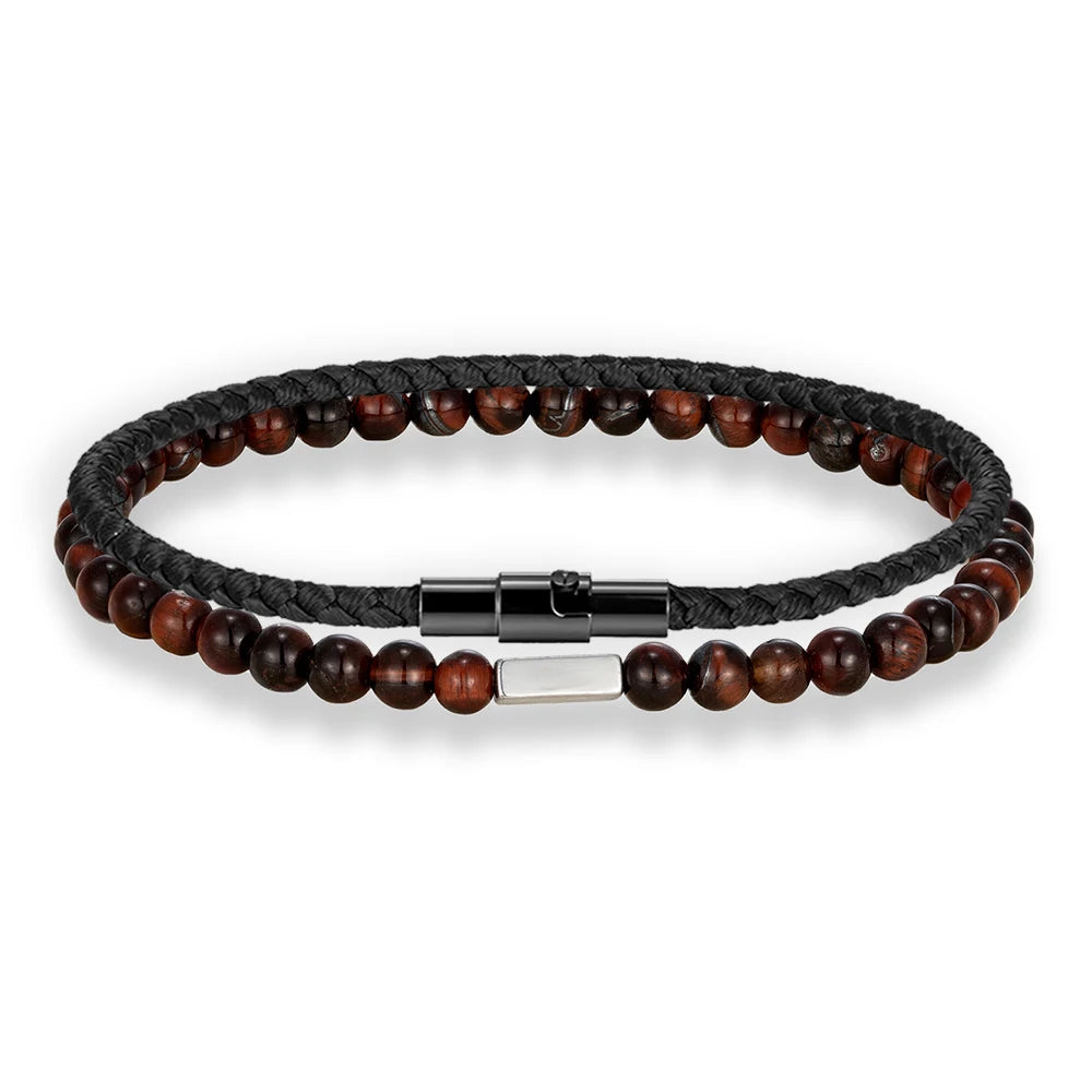 MKENDN 2PCS/Set Lucky Rope Bracelet Men Women Natural Stone Blood Circulation Stimulate Enthusiasm Health Care Couple Jewelry