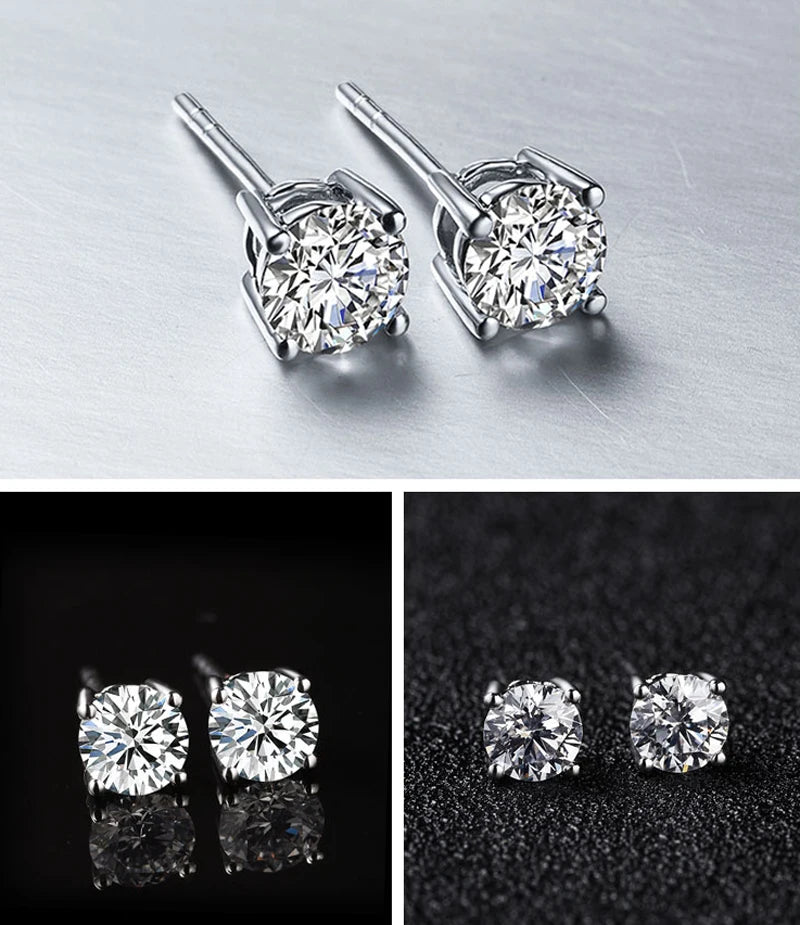 0.3-2CT Moissanite Stud Earrings For Women Girl 925 Certified Silver Earring Exquisite Wedding Jewelry Piercing Pendientes