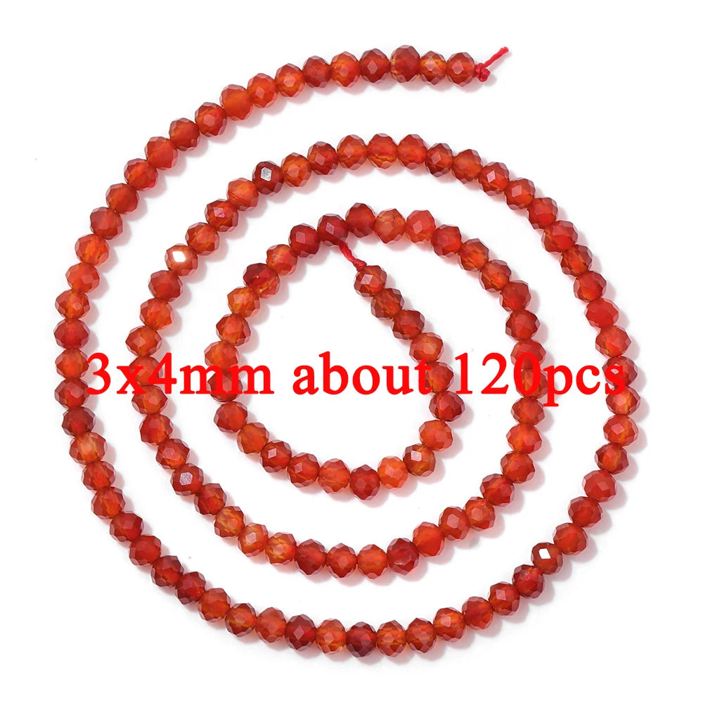 Wholesale Natural Red Carnelian Stone Bead Round Rondelle Coin Agat Loose Spacer Beads For Jewelry Making Bracelet Necklace DIY