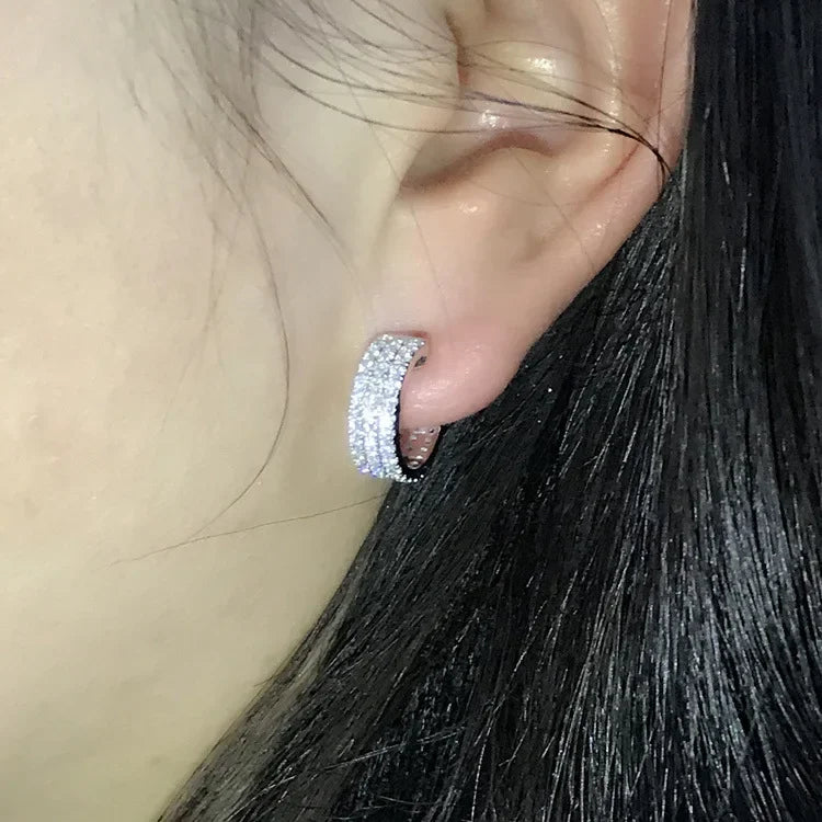 18K Soild White Gold Real Diamond Stud Earrings Round Romantic Wedding Jewelry for Women Luxury Brincos Gold Jewelry Gift Office