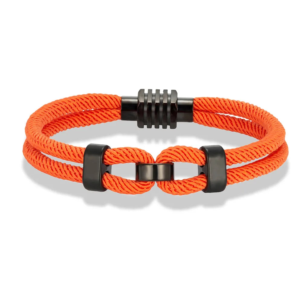 MKENDN 4mm Braided Rope Bracelet for Men Nautical Wrap Magnetic Button Bangle Bicycle Accessories Fashion Pulseria Homme