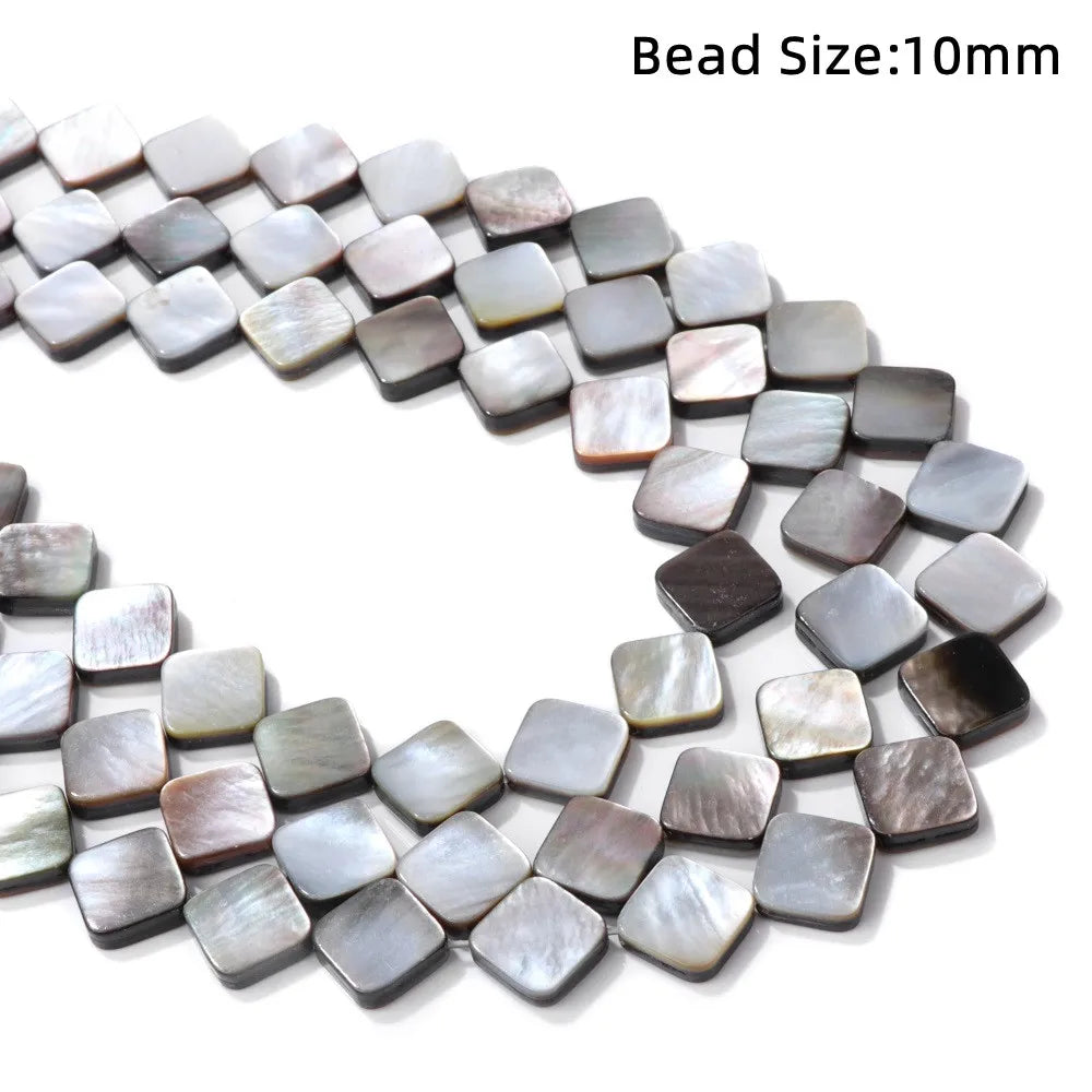 High Quality Natural Shell Beads Grey Mother of Pearl Heart Square Round Spacer Beads For Jewelry Making DIY Bracelet Handmade
