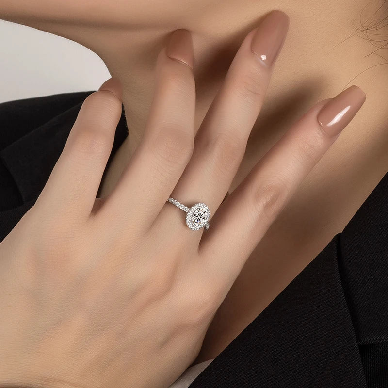 PERFANY 1/2CT Oval Cut Moissanite Ring for Women S925 Pure Silver Shiny Laboratory Certified Diamond Wedding Luxury Jewelry - Madeinsea©