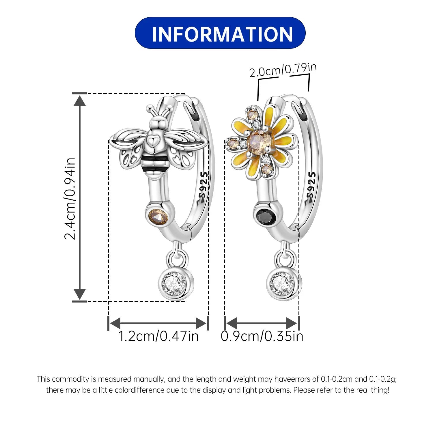 PANPOKI 925 Sterling Silver Bees Daisies Insects Flowers Drop Earrings Women Earrings Charm Versatile Party Jewelry Trendy Gift