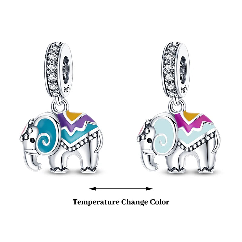 925 Silver Plated Luminous Chameleon Change Color Butterfly Insect Charms Pendant Fit Pandach 925 Original Bracelets DIY Jewelry