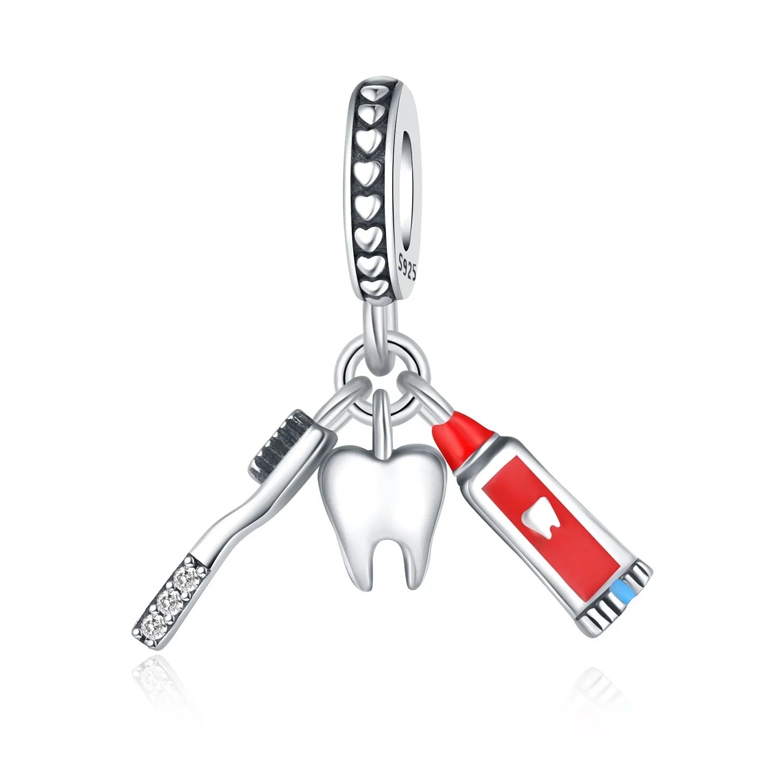 925 Sterling Silver Healthy Teeth Toothbrush Charm Pendant Beads Fit Charms Original Bracelet for Women Jewelry Making