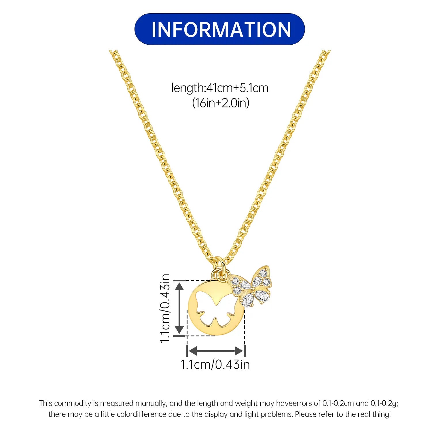 PANPOKI S925 Sterling Silver Golden Sparkling Butterfly Pendant Necklace for Women Birthday Gifts Fashion Fine Jewelry