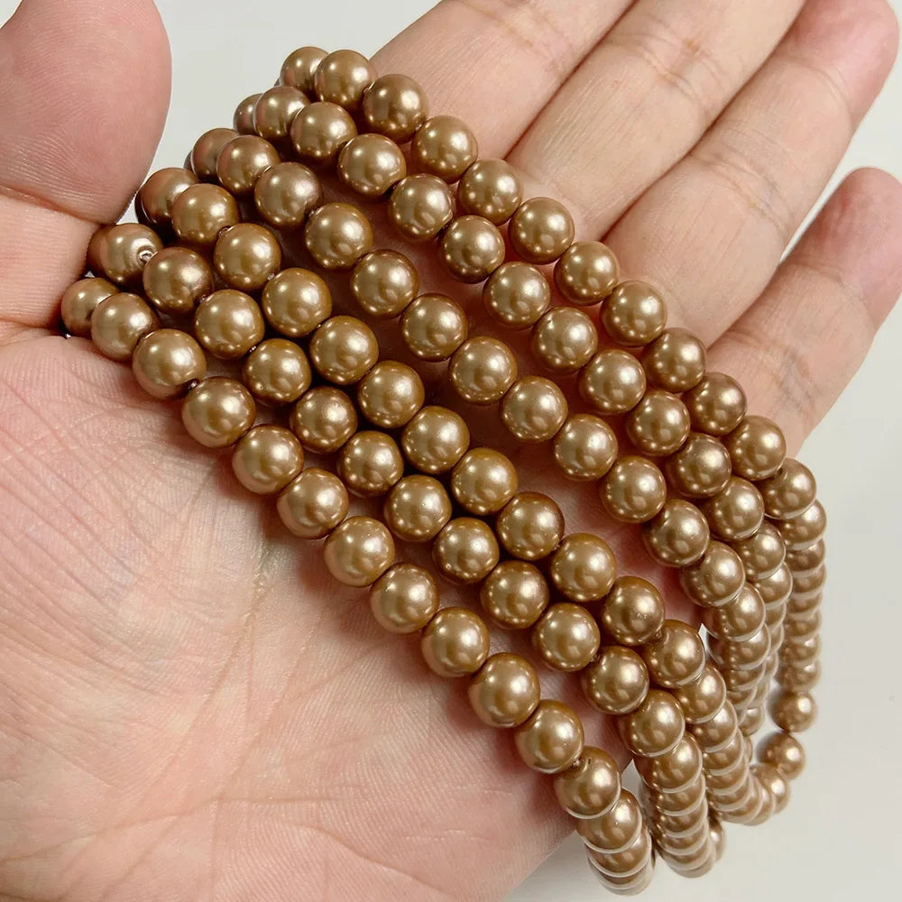 6/8/10MM Round Shell Pearl Bead Colorful Imitation Pearls Loose Spacer Beads For Jewelry Making Elegant Necklace Bracelet DIY