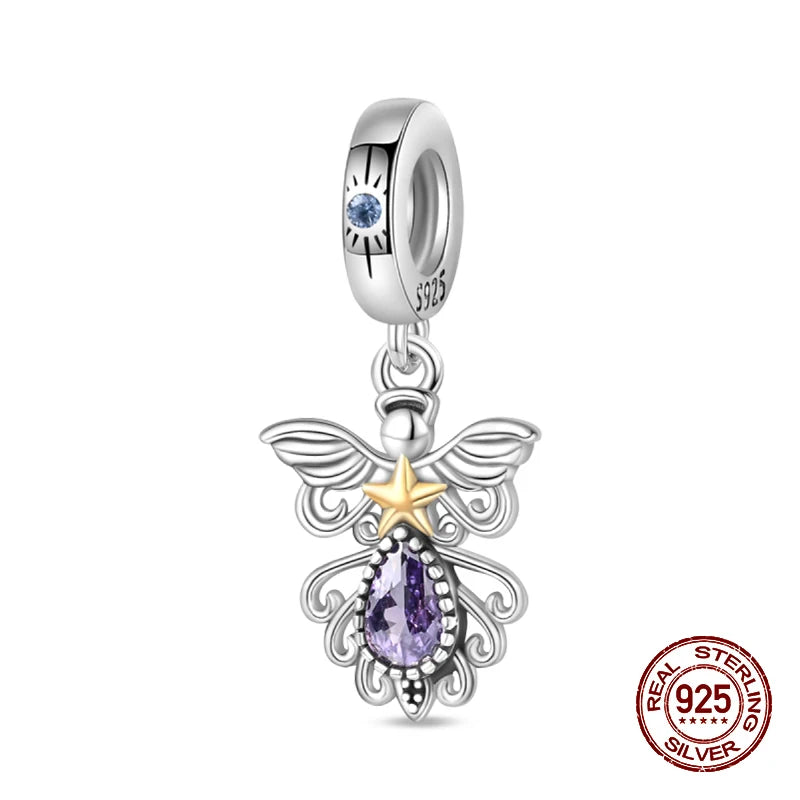 Classic 100% 925 Sterling Silver Daemon Angel Cross Evil Eye Charms Beads Fit 3mm 925 Original Bracelets DIY Party Jewelry