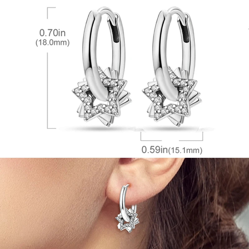 Earrings 925 Sterling Silver Stud Earrings Unicorn Star Zircon Stud Hoop Earrings For Women Girls Lovely Fashion Jewelry Gift