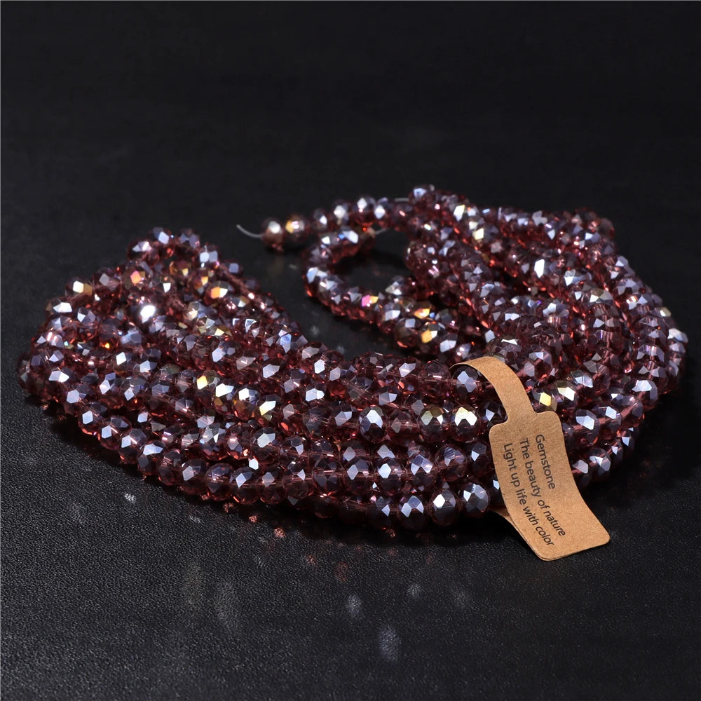 Wholesale 5 strand/lot Faceted Austrian Crystal Bead Rondelle Loose Spacer AB Color Glass Beads For Jewelry Making  Accessories