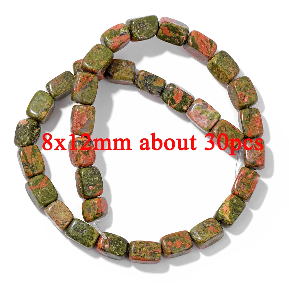 Wholesale Natural Unakite Stone Bead Green Jasper Loose Spacer Beads For Jewelry Making DIY Bracelet Necklace Accessories Supply