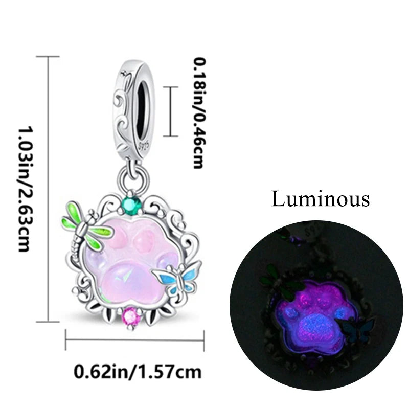 2024 neue 925 Sterling Silber Charms Glühwürmchen Sterne Glühende Leuchtende Charme Perlen für Original Anhänger Armbänder DIY Schmuck Geschenk