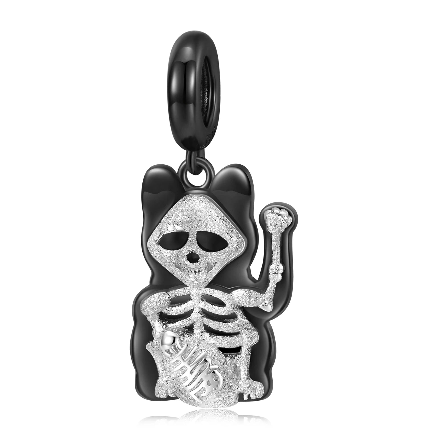 925 Sterling Silver Black Heart Left Right Face Butterfly Octopus Skull Halloween Beads for Charms Bracelet Pendant Diy Bracelet