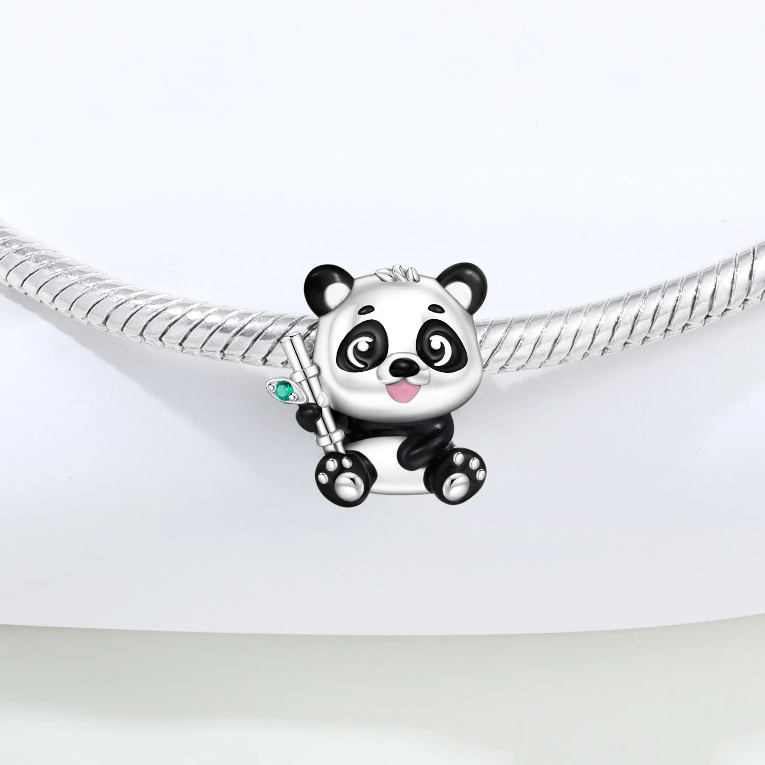 PANPOKI 925 Sterling Silver Cute Panda Animal Beads Original Pendants Bracelet Charm Jewelry Party DIY Trendy Gifts