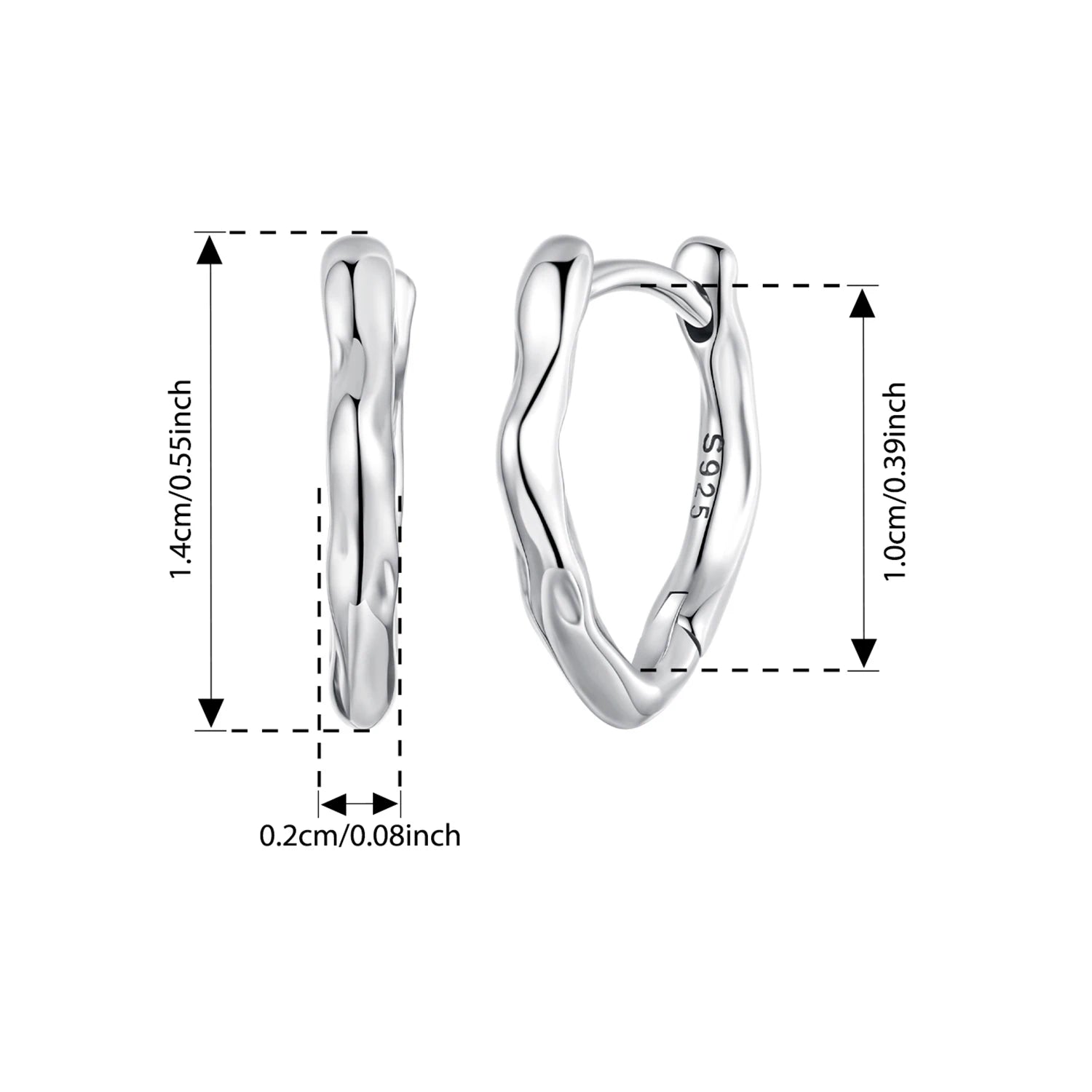 BAMOER Geometric Hoop Earrings Twisted Round Ear Buckles Original for Women Punk Girls 925 Sterling Silver Simple Jewelry Gift