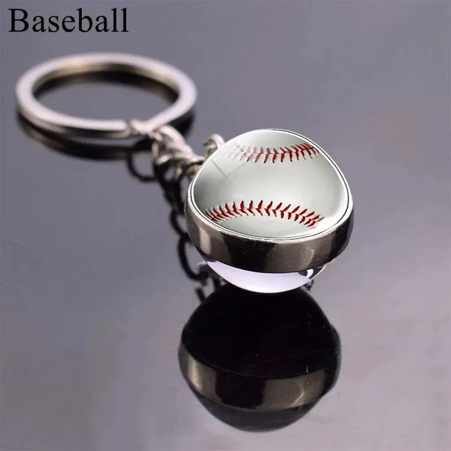 New Football Basketball Baseball Tennis Volleyball Keychain Unisex Bag Decoration Metal Holder Pendent Keyring Cycling Jewelry